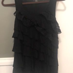 Black Ruffled Tank Top